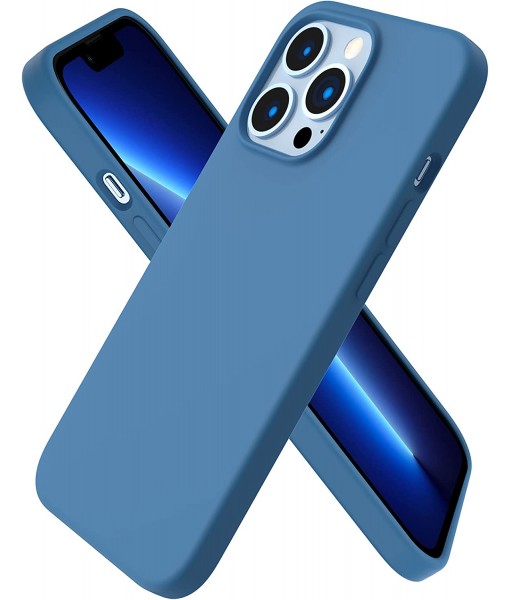 Husa iPhone 12 Pro, Silicon Catifelat cu Interior Microfibra, Albastru Steel